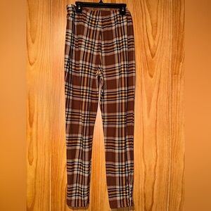 Brown Plaid Women's Pants